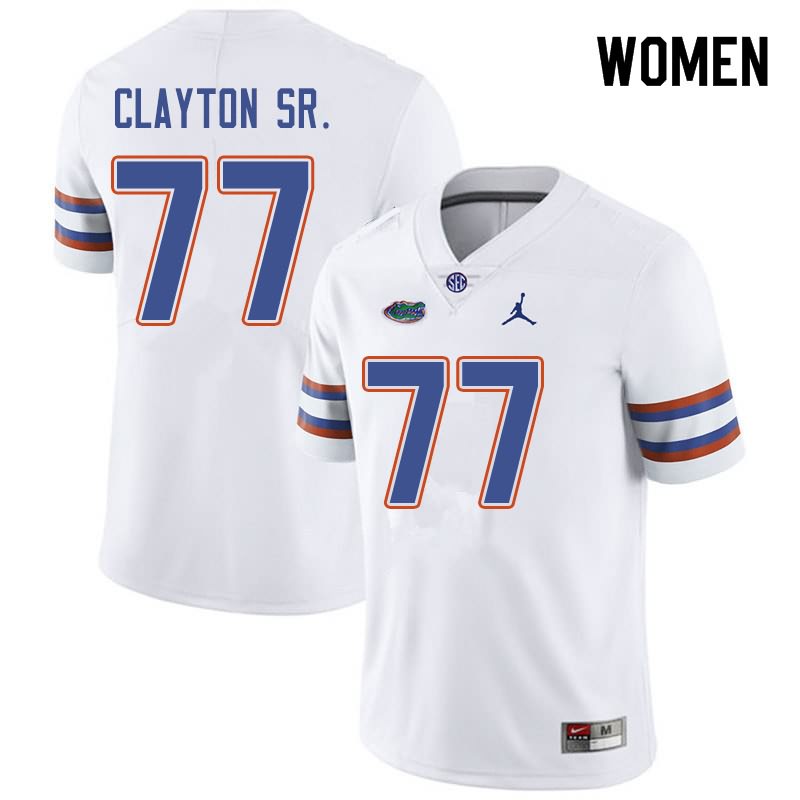 Women's NCAA Florida Gators Antonneous Clayton Sr. #77 Stitched Authentic Jordan Brand White College Football Jersey NMH6265UZ